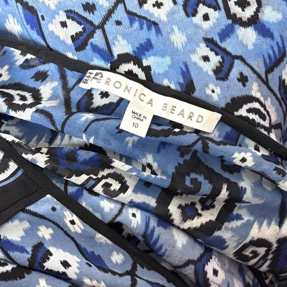 VERONICA BEARD Silk Boho Chic Paisley Ikat Print Long Sleeve Tie Waist Dress 10 - Picture 7 of 12